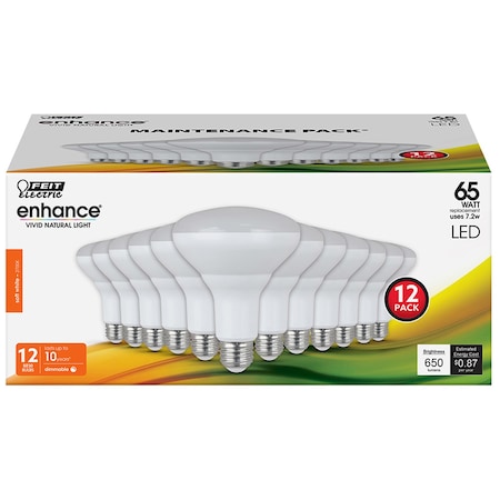 Feit Electric Feit Enhance BR30 E26 (Medium) LED Bulb Soft White 65 Watt Equivalence 12 pk BR30DM927CA12PK